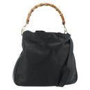 GUCCI Bamboo Shoulder Bag Leather 2way Black Gold 001 1577 Auth 180230-1