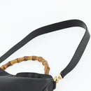 GUCCI Bamboo Shoulder Bag Leather 2way Black Gold 001 1577 Auth 180230-15