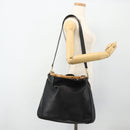 GUCCI Bamboo Shoulder Bag Leather 2way Black Gold 001 1577 Auth 180230-23