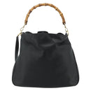 GUCCI Bamboo Shoulder Bag Leather 2way Black Gold 001 1577 Auth 180230-13