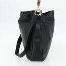 GUCCI Bamboo Shoulder Bag Leather 2way Black Gold 001 1577 Auth 180230-4