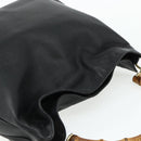 GUCCI Bamboo Shoulder Bag Leather 2way Black Gold 001 1577 Auth 180230-6