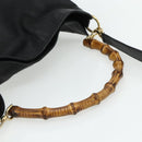 GUCCI Bamboo Shoulder Bag Leather 2way Black Gold 001 1577 Auth 180230-7