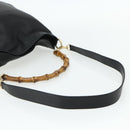 GUCCI Bamboo Shoulder Bag Leather 2way Black Gold 001 1577 Auth 180230-8