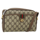 GUCCI GG Supreme Web Sherry Line Bag PVC Beige Gold 001 58 6594 Auth 180231-1