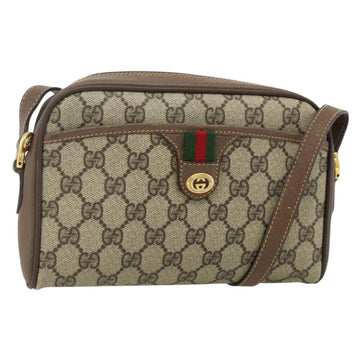 GUCCI GG Supreme Web Sherry Line Bag PVC Beige Gold 001 58 6594 Auth 180231