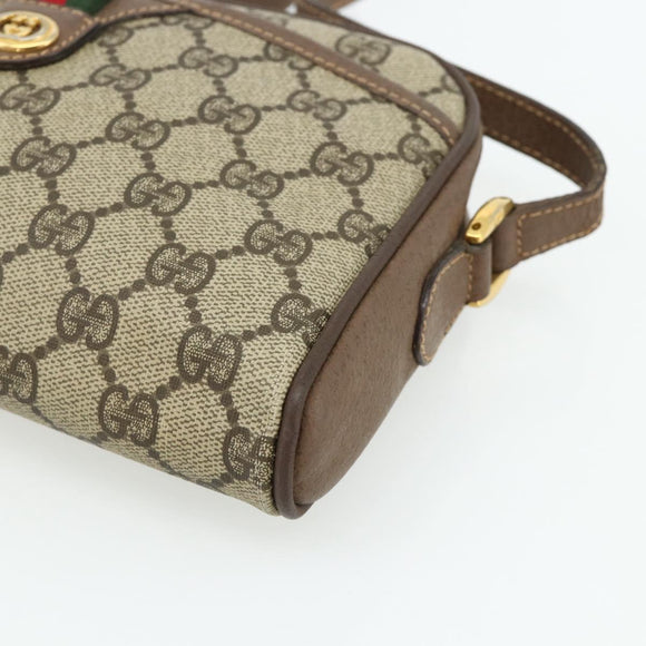GUCCI GG Supreme Web Sherry Line Bag PVC Beige Gold 001 58 6594 Auth 180231