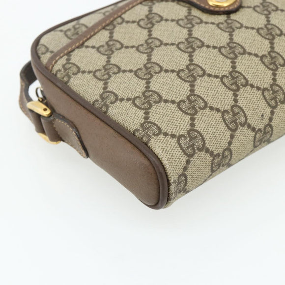 GUCCI GG Supreme Web Sherry Line Bag PVC Beige Gold 001 58 6594 Auth 180231