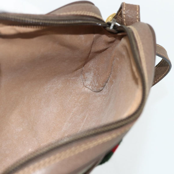 GUCCI GG Supreme Web Sherry Line Bag PVC Beige Gold 001 58 6594 Auth 180231