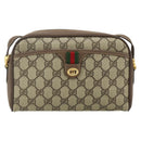 GUCCI GG Supreme Web Sherry Line Bag PVC Beige Gold 001 58 6594 Auth 180231-13