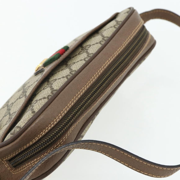 GUCCI GG Supreme Web Sherry Line Bag PVC Beige Gold 001 58 6594 Auth 180231