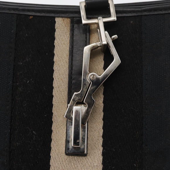 GUCCI GG Canvas Jackie Shoulder Bag Black Silver 001 4057 Auth 180233