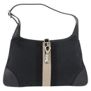 GUCCI GG Canvas Jackie Shoulder Bag Black Silver 001 4057 Auth 180233-2