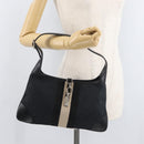 GUCCI GG Canvas Jackie Shoulder Bag Black Silver 001 4057 Auth 180233-22