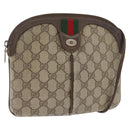 GUCCI GG Supreme Web Sherry Line Bag PVC Beige Gold 904 02 047 Auth 180234-1