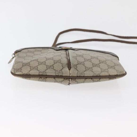 GUCCI GG Supreme Web Sherry Line Bag PVC Beige Gold 904 02 047 Auth 180234