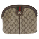 GUCCI GG Supreme Web Sherry Line Bag PVC Beige Gold 904 02 047 Auth 180234-13