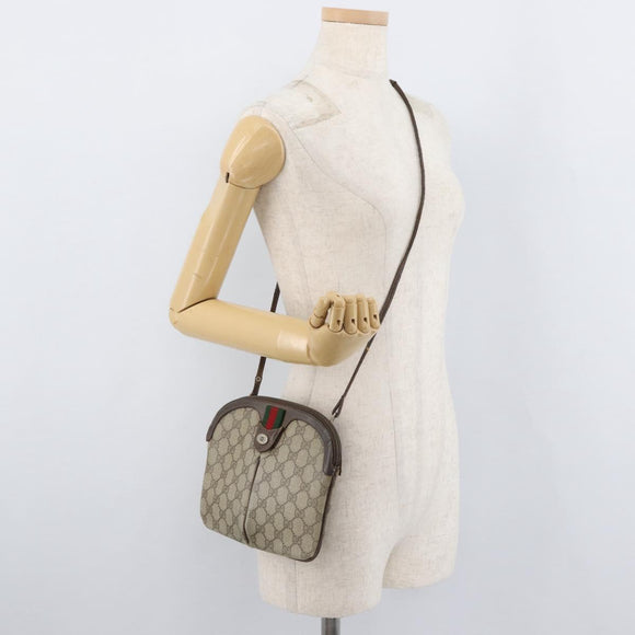 GUCCI GG Supreme Web Sherry Line Bag PVC Beige Gold 904 02 047 Auth 180234