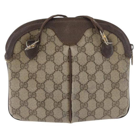 GUCCI GG Supreme Web Sherry Line Bag PVC Beige Gold 904 02 047 Auth 180234