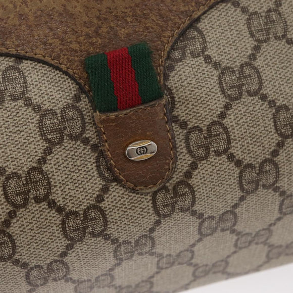 GUCCI GG Supreme Web Sherry Line Bag PVC Beige Gold 89 02 018 Auth 180235