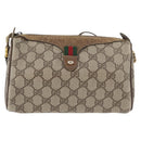GUCCI GG Supreme Web Sherry Line Bag PVC Beige Gold 89 02 018 Auth 180235-13
