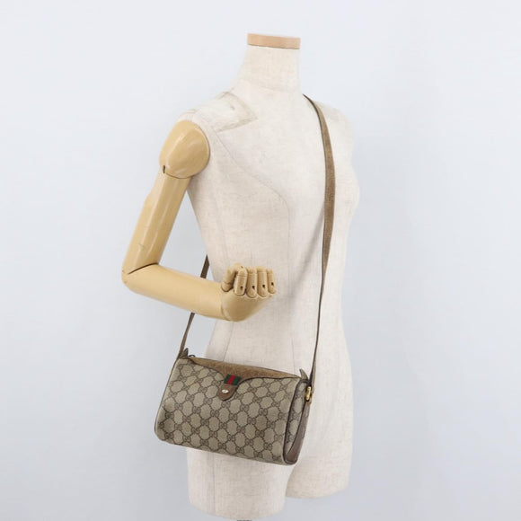 GUCCI GG Supreme Web Sherry Line Bag PVC Beige Gold 89 02 018 Auth 180235