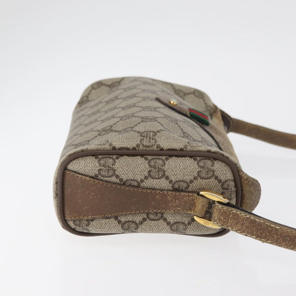 GUCCI GG Supreme Web Sherry Line Bag PVC Beige Gold 89 02 018 Auth 180235