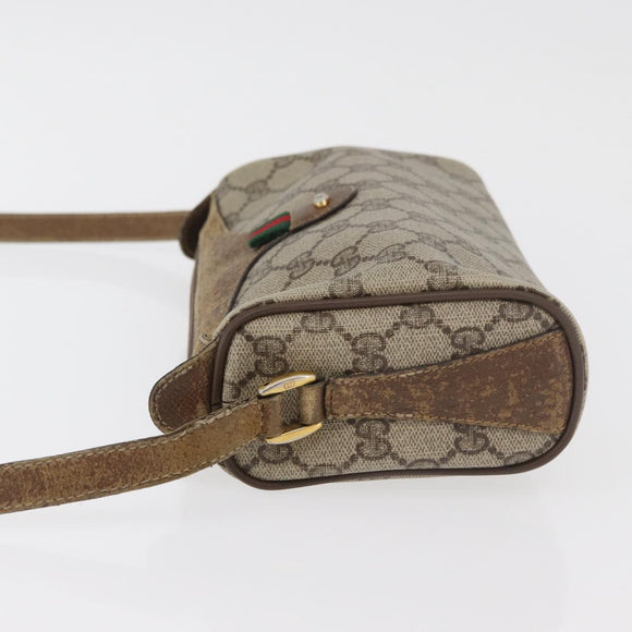 GUCCI GG Supreme Web Sherry Line Bag PVC Beige Gold 89 02 018 Auth 180235