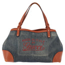 GUCCI Tote Bag Denim Blue Gold 348715 Auth 180237-13