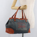 GUCCI Tote Bag Denim Blue Gold 348715 Auth 180237-22