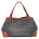 GUCCI Tote Bag Denim Blue Gold 348715 Auth 180237-2