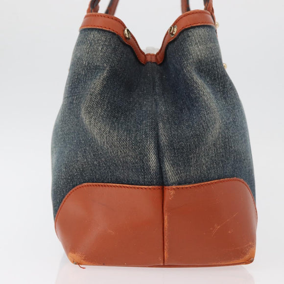 GUCCI Tote Bag Denim Blue Gold 348715 Auth 180237
