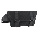 GUCCI GG Canvas Waist bag Black Silver 145351 Auth 180238-1