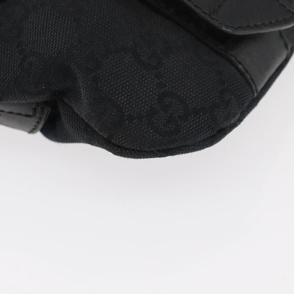 GUCCI GG Canvas Waist bag Black Silver 145351 Auth 180238