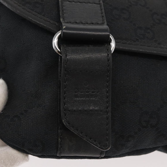 GUCCI GG Canvas Waist bag Black Silver 145351 Auth 180238