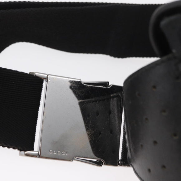 GUCCI GG Canvas Waist bag Black Silver 145351 Auth 180238
