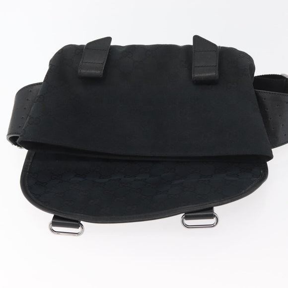 GUCCI GG Canvas Waist bag Black Silver 145351 Auth 180238