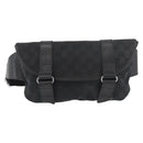 GUCCI GG Canvas Waist bag Black Silver 145351 Auth 180238-13