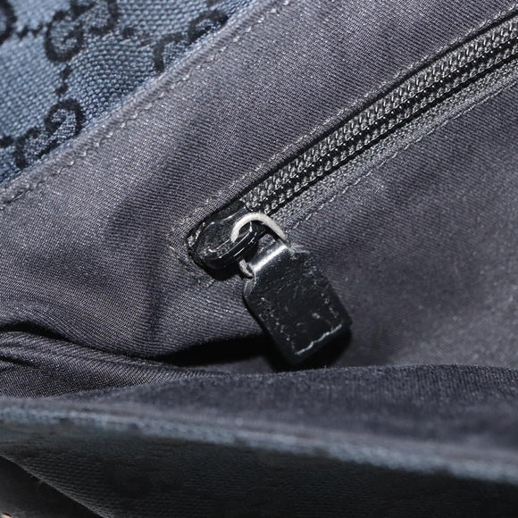 GUCCI GG Canvas Waist bag Black Silver 145351 Auth 180238