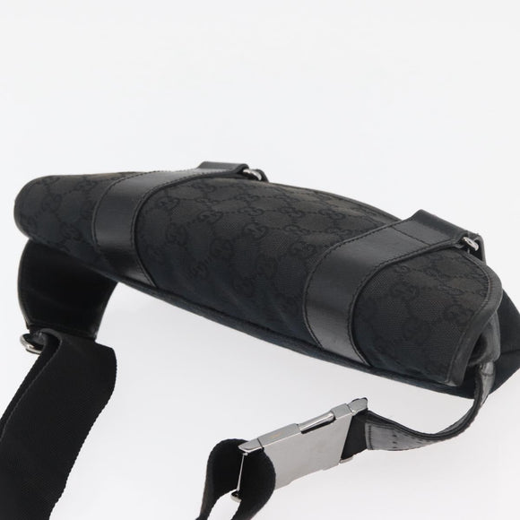 GUCCI GG Canvas Waist bag Black Silver 145351 Auth 180238