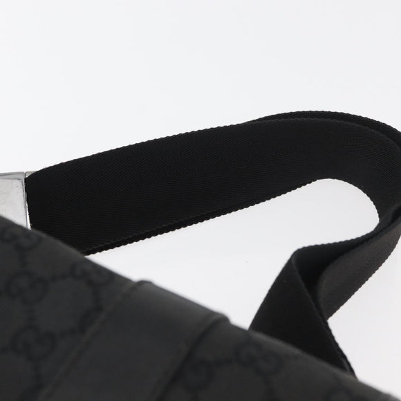 GUCCI GG Canvas Waist bag Black Silver 145351 Auth 180238
