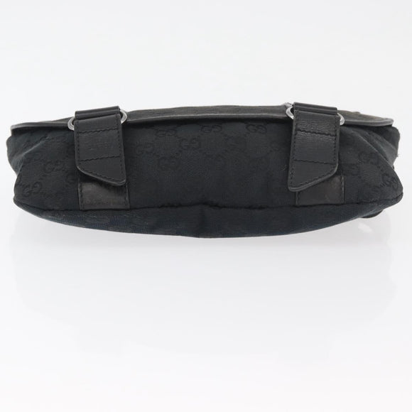 GUCCI GG Canvas Waist bag Black Silver 145351 Auth 180238