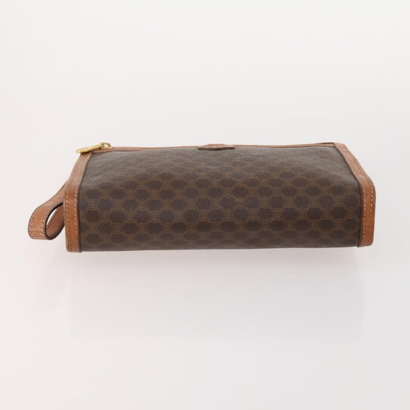 CELINE Macadam Canvas Clutch Bag PVC Leather 3 Set Brown Auth 180239