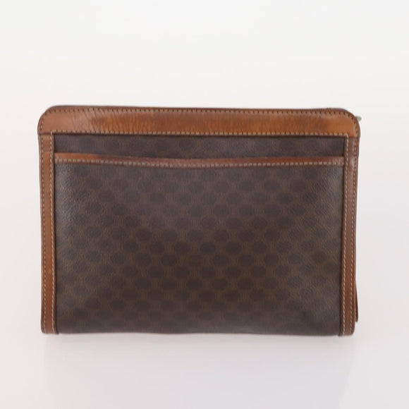 CELINE Macadam Canvas Clutch Bag PVC Leather 3 Set Brown Auth 180239