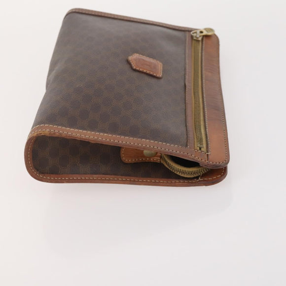 CELINE Macadam Canvas Clutch Bag PVC Leather 3 Set Brown Auth 180239