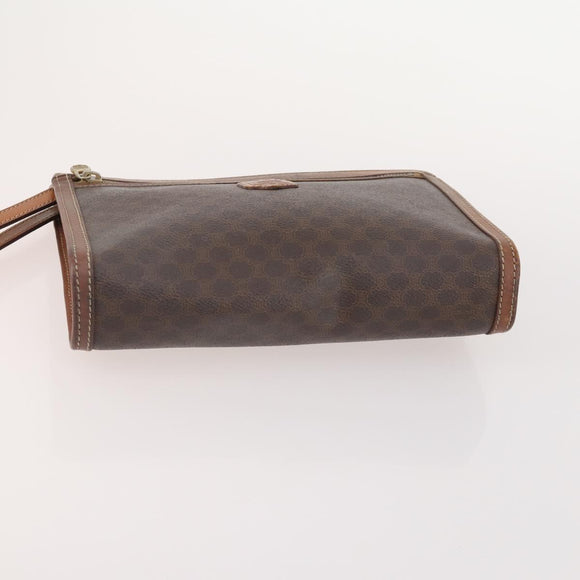 CELINE Macadam Canvas Clutch Bag PVC Leather 3 Set Brown Auth 180239