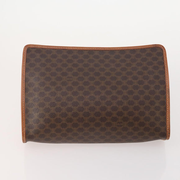 CELINE Macadam Canvas Clutch Bag PVC Leather 3 Set Brown Auth 180239