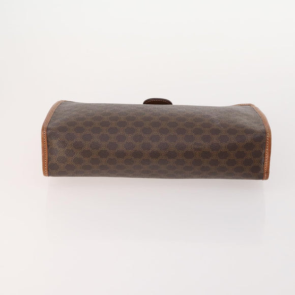 CELINE Macadam Canvas Clutch Bag PVC Leather 3 Set Brown Auth 180239