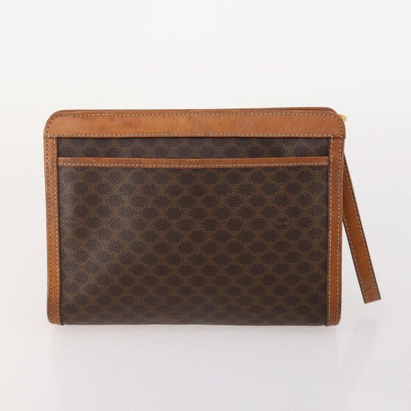 CELINE Macadam Canvas Clutch Bag PVC Leather 3 Set Brown Auth 180239
