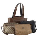 GIVENCHY Gucci Fendi Prada Bag PVC Leather 4 Set Brown Beige black Auth 180241-1